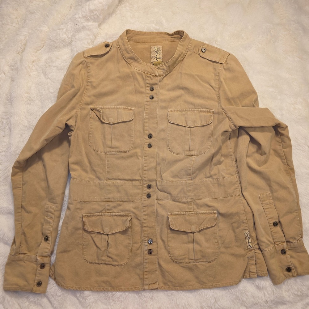 Gramicci Utility Jacket Womens XL Tan Good Cotton Canvas Safari Military 690